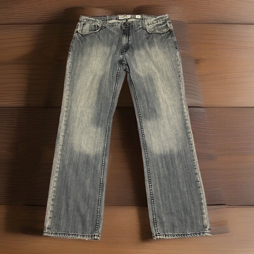 Akademiks Lot 009 Tailored Fit Mens Blue Jeans 38x33 Baggy Y2K Hip Hop
